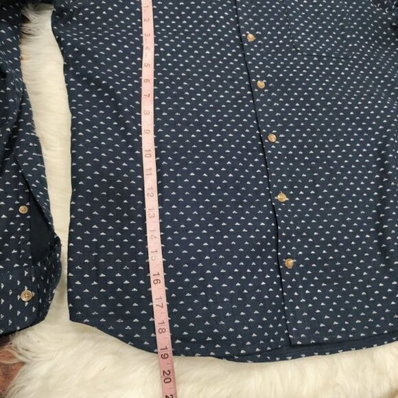 Taylor Stitch Men's Long Sleeve Printed Navy Button-Front Shirt Size 40 - Picture 8 of 8
